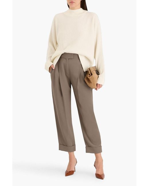 Brunello Cucinelli Natural Crepe Tapered Pants