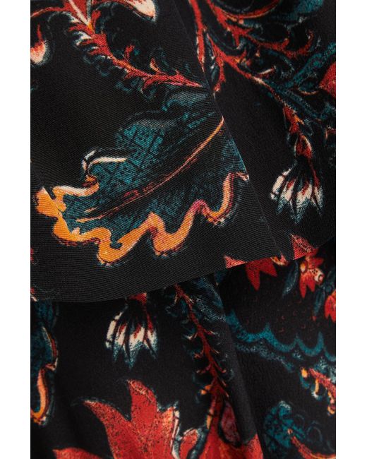 Ulla Johnson Black Skye midikleid aus crêpe de chine aus seide mit floralem print und gürtel