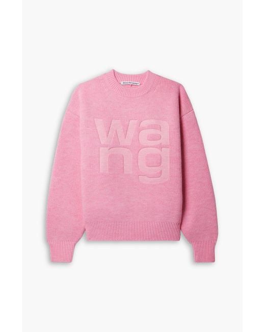 T By Alexander Wang Pink Debossed Knitted Sweater