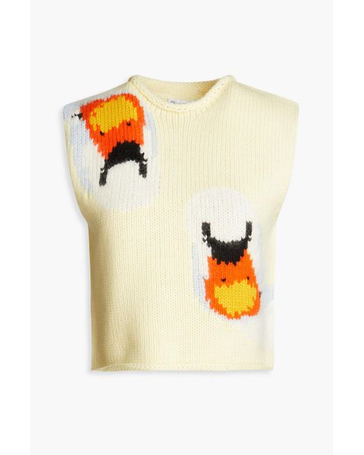 J.W. Anderson Yellow Cropped Intarsia Wool-blend Vest