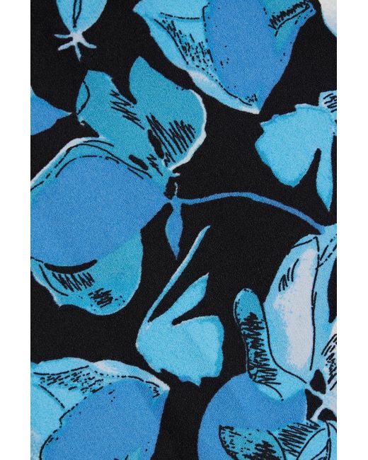 Diane von Furstenberg Blue Olia Printed Chiffon And Cady Wrap Dress