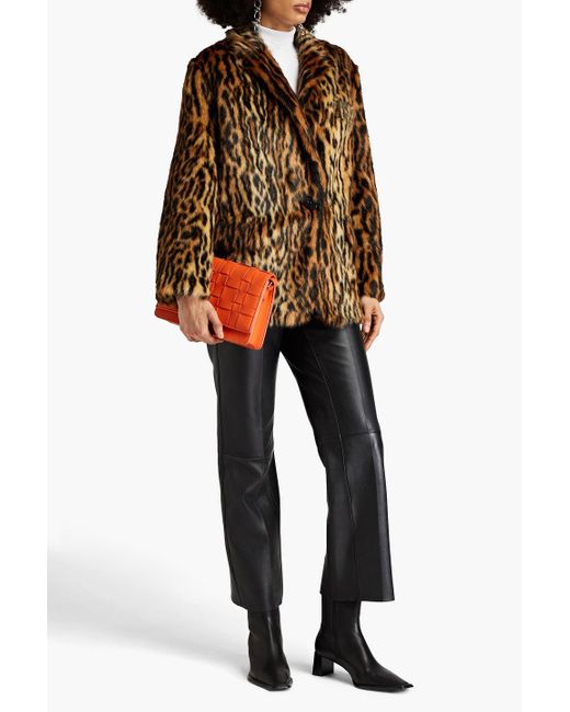 Stand Studio Brown Leopard-print Faux Fur Jacket