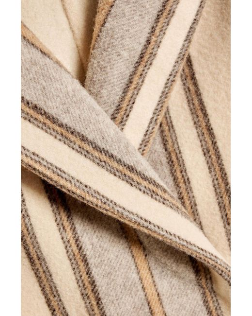 Brunello Cucinelli Natural Double-breasted Striped Wool And Cashmere-blend Felt Coat