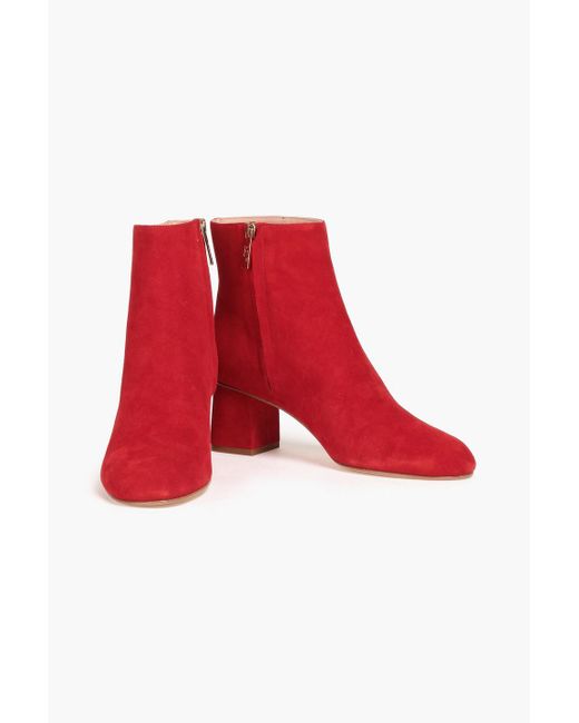 Red(v) Red Suede Ankle Boots