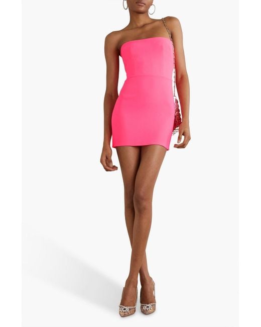 Alex Perry Pink Lux Strapless Neon Crepe Mini Dress