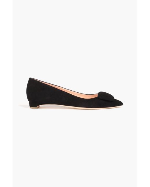 Rupert Sanderson Black Fal Embellished Suede Point-toe Flats