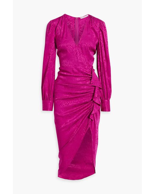 Veronica Beard Pink Weiss Wrap-effect Silk-blend Jacquard Midi Dress