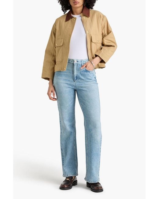 Rag & Bone Blue Miramar Shannon Denim-Effect Print French Cotton-Terry Straight-Leg Pants
