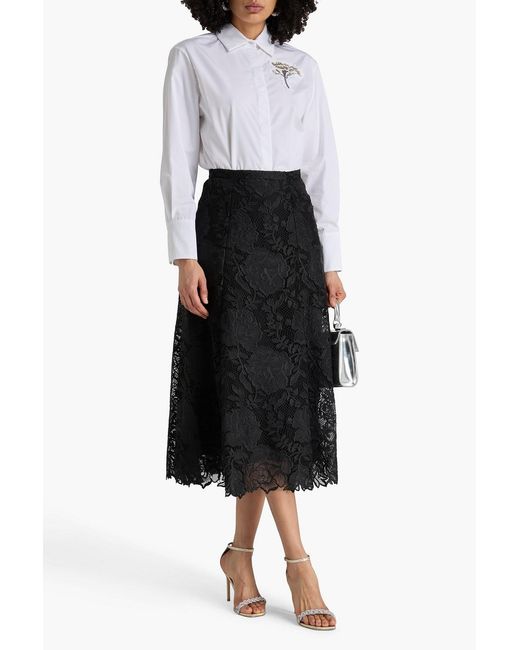 Erdem White Embellished Cotton-Poplin Shirt