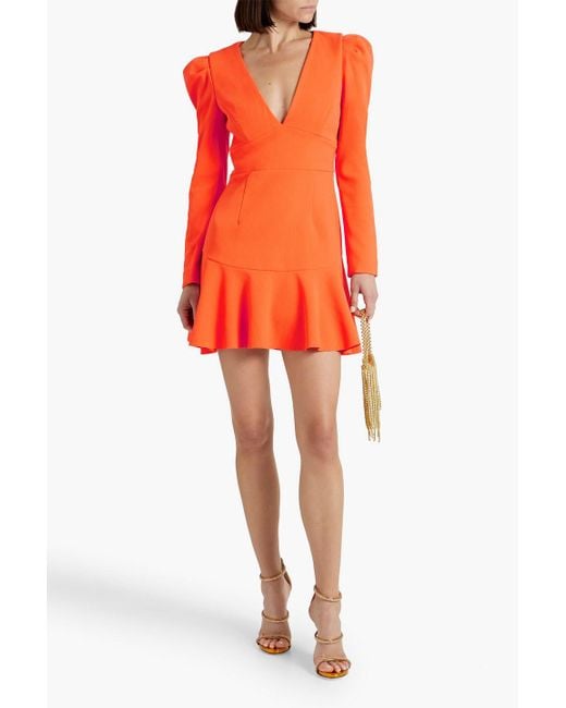 Rebecca Vallance Orange Loretta Fluted Crepe Mini Dress
