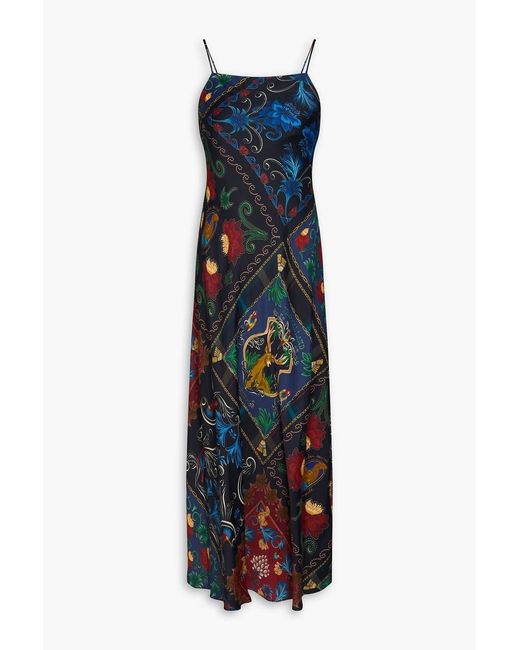 Farm Rio Blue Floral-Print Jersey Maxi Dress