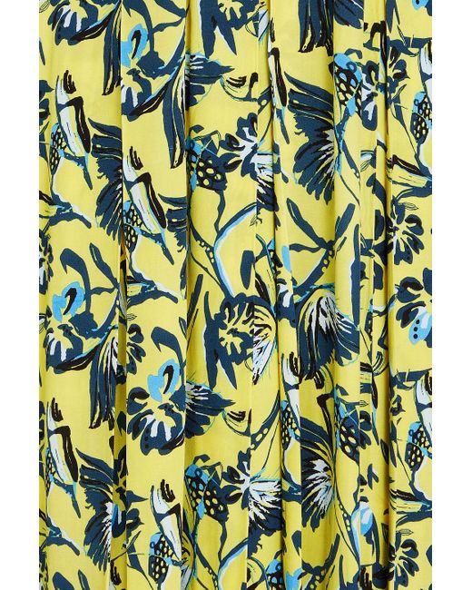 Diane von Furstenberg Green Anjali Floral-print Crepe De Chine Midi Dress