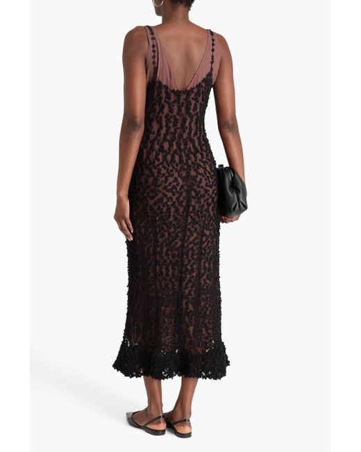 Altuzarra Black Rivette Open-Knit Wool And Silk-Blend Maxi Dress