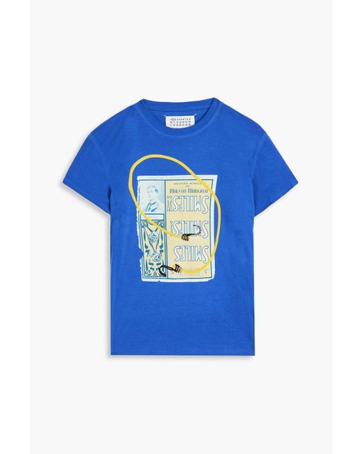 Maison Margiela Blue T-shirt aus baumwoll-jersey mit print