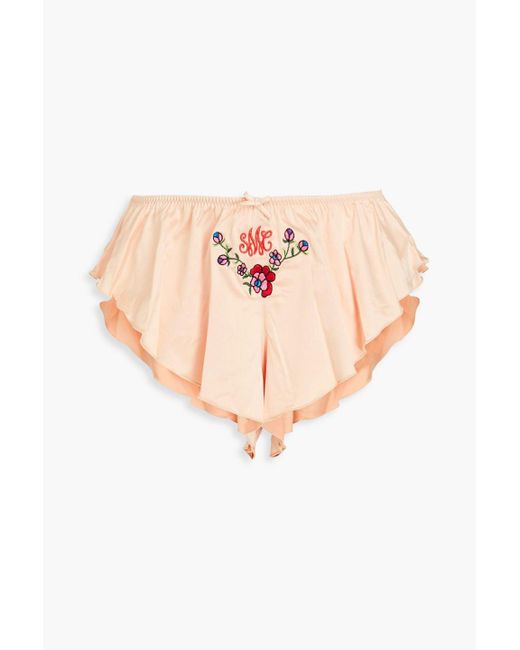 Stella McCartney Pink Embroidered Stretch-satin Pajama Shorts