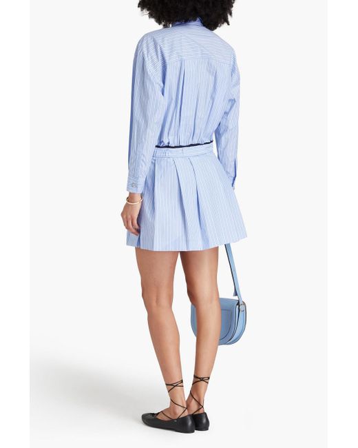 Maje Blue Hemdkleid in minilänge aus einer baumwollmischung mit streifen und bindedetail vorne