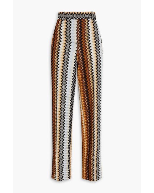 Missoni Brown Hose mit geradem bein aus metallic-häkelstrick
