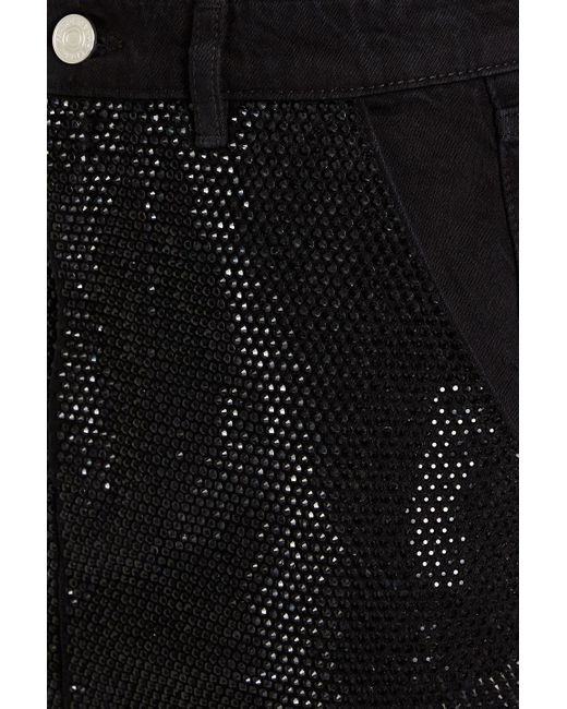 FRAME Black Crystal-embellished Denim Mini Skirt
