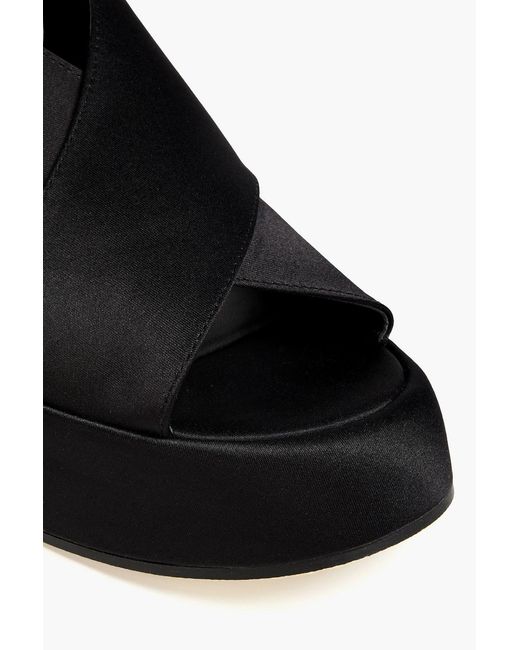 Ganni Black Satin Platform Slingback Sandals
