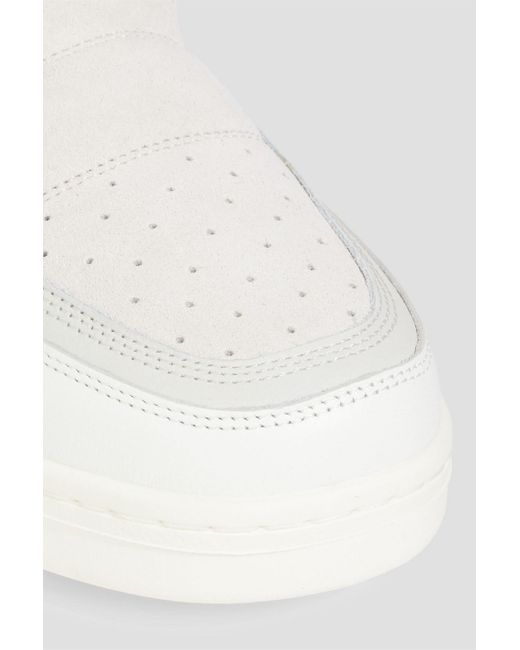 Acne White Quilted Suede And Leather Slip-on Sneakers