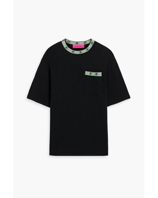 The Elder Statesman Black Jacquard-Knit Cotton-Blend T-Shirt for men