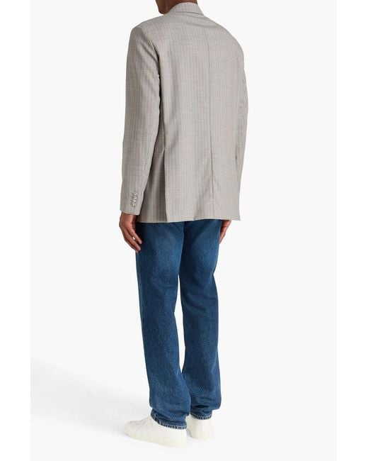 Acne Gray Double-breasted Pinstriped Wool Blazer for men