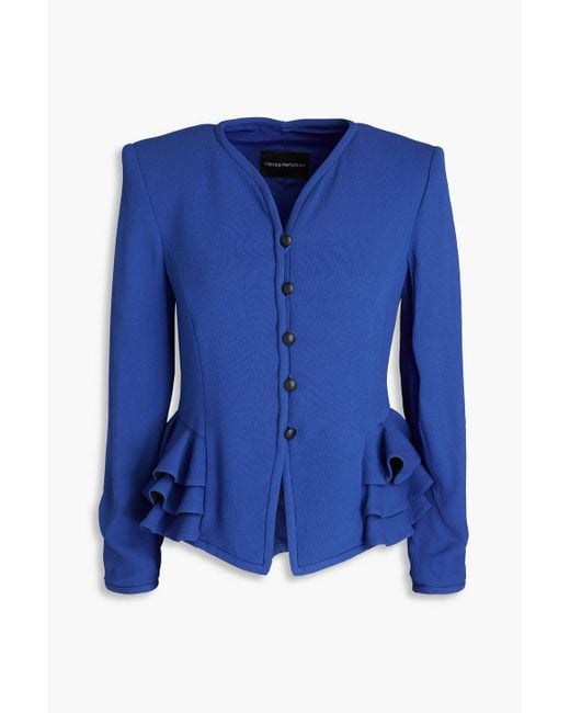 Emporio Armani Blue Ruffled Crepe Jacket