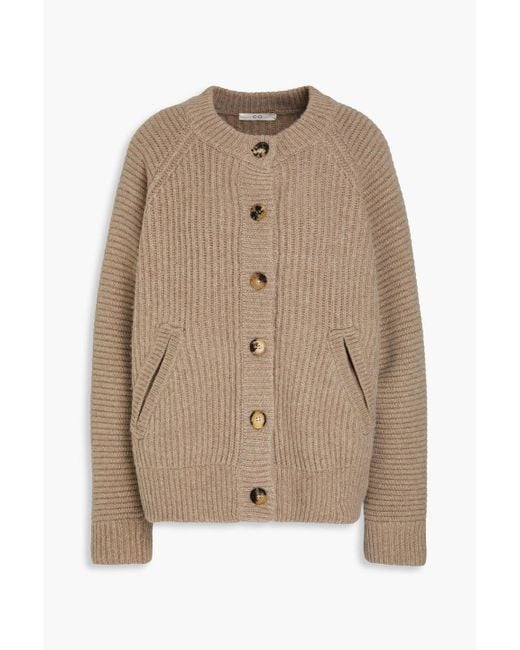 Co. Natural Ribbed Wool And Cashmere-blend Sweater