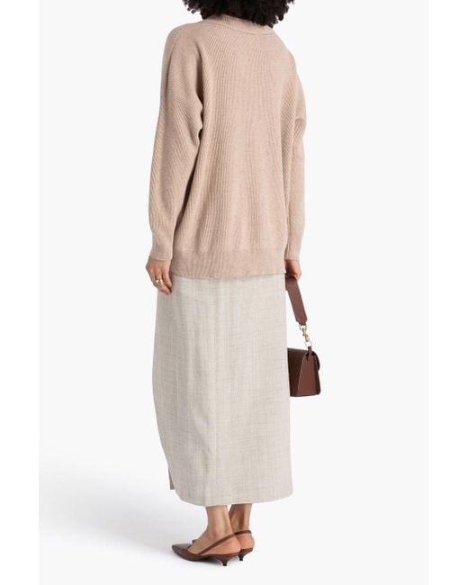 Brunello Cucinelli Natural Bead-Embellished Cashmere Sweater