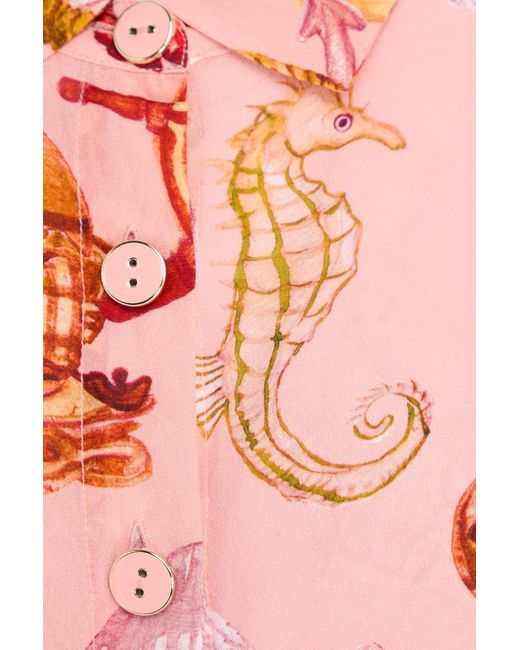 Farm Rio Pink Printed Crepe De Chine Shirt