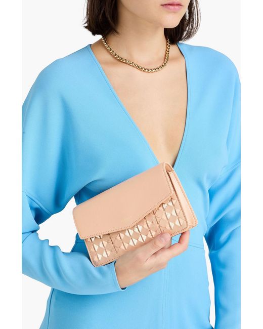 Serapian Natural Mosaic geflochtene clutch aus schlangenleder und metallic-leder