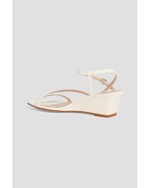Stuart Weitzman White Oasis 50 Patent-Leather Wedge Sandals