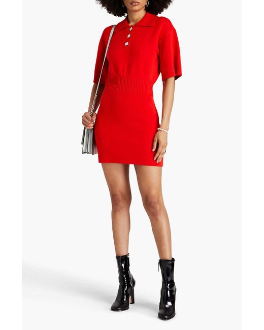 Sandro Red Knitted Mini Dress