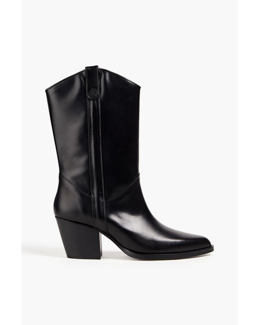 Maje Black Leather Cowboy Boots
