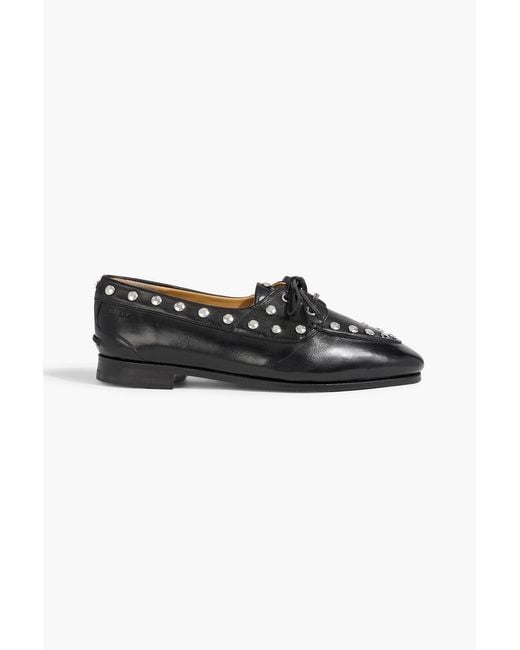 Bally Black Pathy Studded Leather Boat Shoes