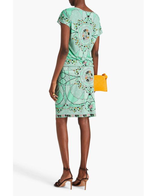 Emilio Pucci Green Printed Jersey Skirt