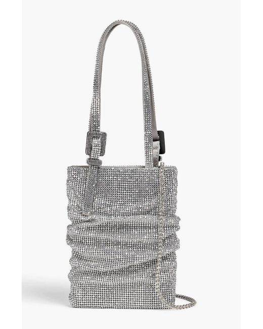 Benedetta Bruzziches Gray Lollo La Petite Crystal-Embellished Chainmail Tote