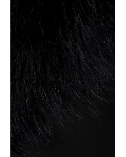 16Arlington Black Blaise Strapless Feather-embellished Crepe Mini Dress