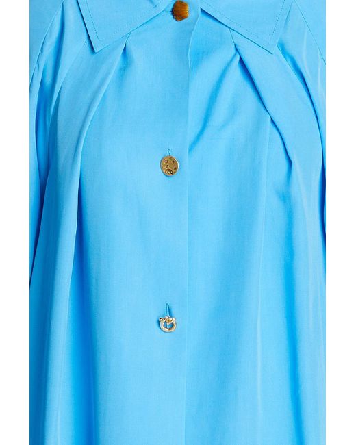 Rejina Pyo Blue Mattie Pleated Lyocell Mini Shirt Dress