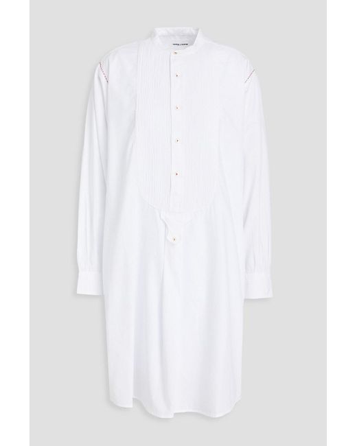 Antik Batik White Laura Embroidered Cotton-poplin Shirt Dress