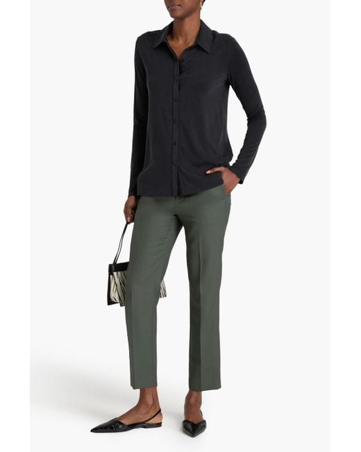Tibi Black Cupro-blend Jersey Shirt