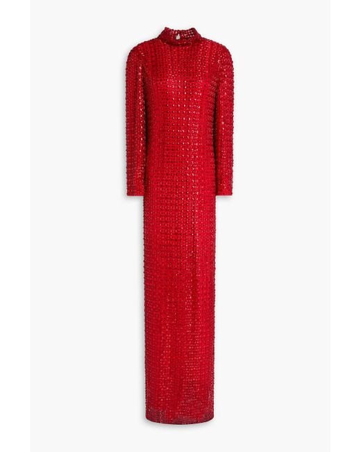 Jenny Packham Red Star Gazer Embellished Tulle Gown