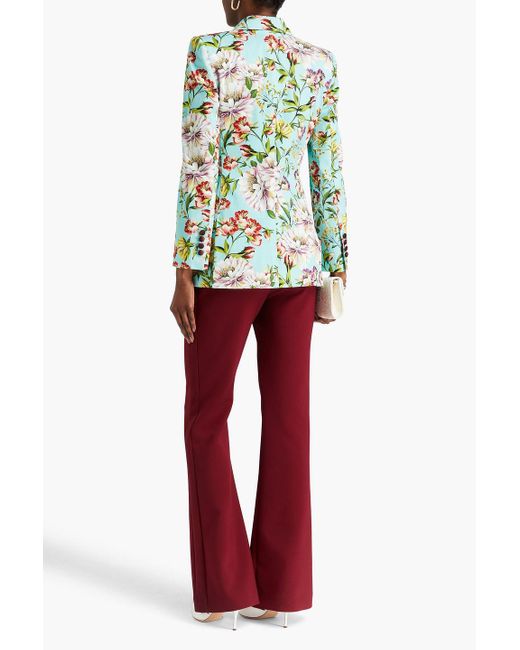 Dolce & Gabbana Blue Floral-print Stretch-cotton Twill Blazer