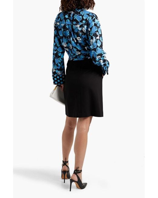 Diane von Furstenberg Blue Olia Printed Chiffon And Cady Wrap Dress