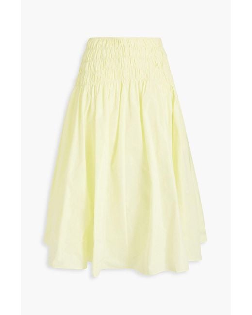 Maje Yellow Shirred Shell Midi Skirt