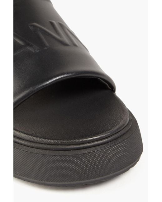 Ganni Black Embossed Faux Leather Platform Slides