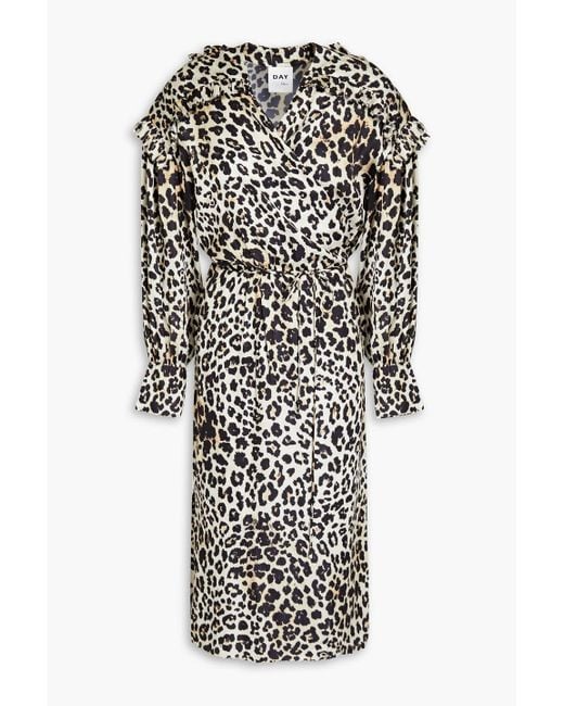 Day Birger et Mikkelsen White Gathered Satin Midi Wrap Dress