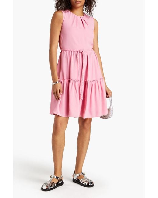 RED Valentino Pink Tiered Pleated Crepe Mini Dress
