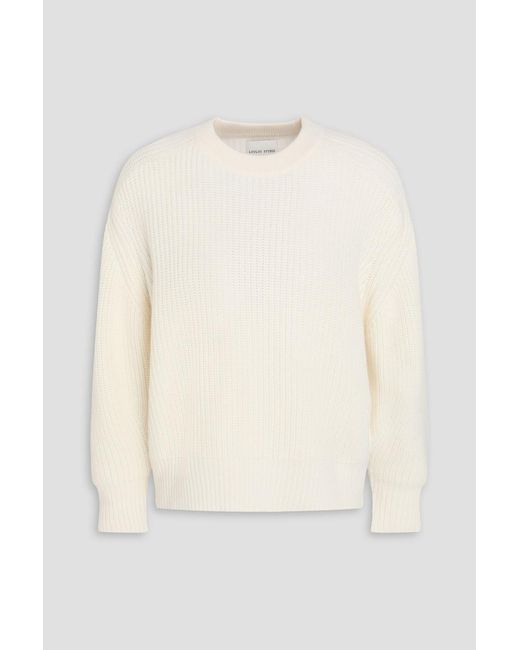 Loulou de Saison White Marcela Ribbed Cashmere Sweater