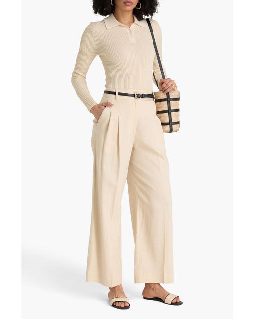 By Malene Birger Natural Cymbaria Pleated Linen-Blend Gauze Wide-Leg Pants